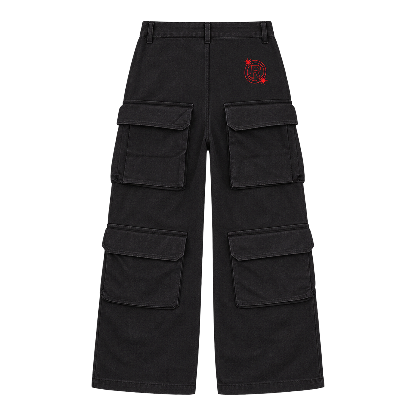 BLACK AND RED CARGO PANTS