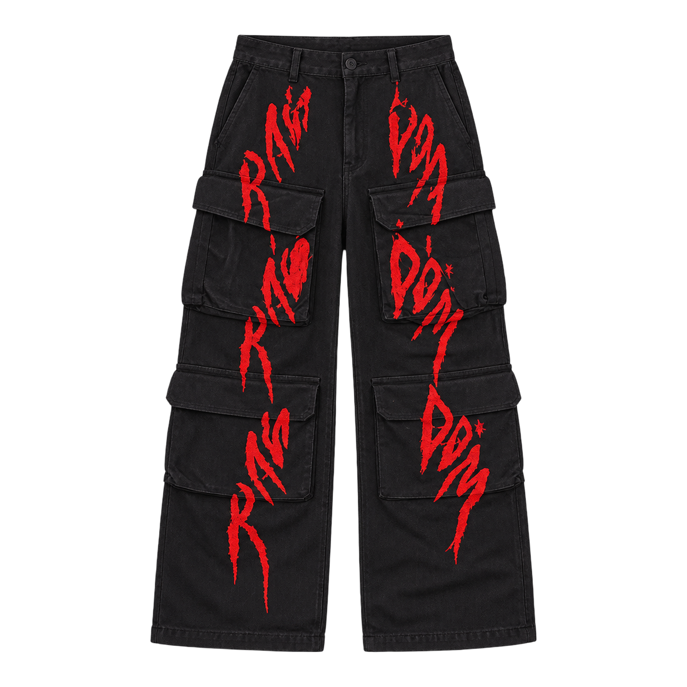 BLACK AND RED CARGO PANTS